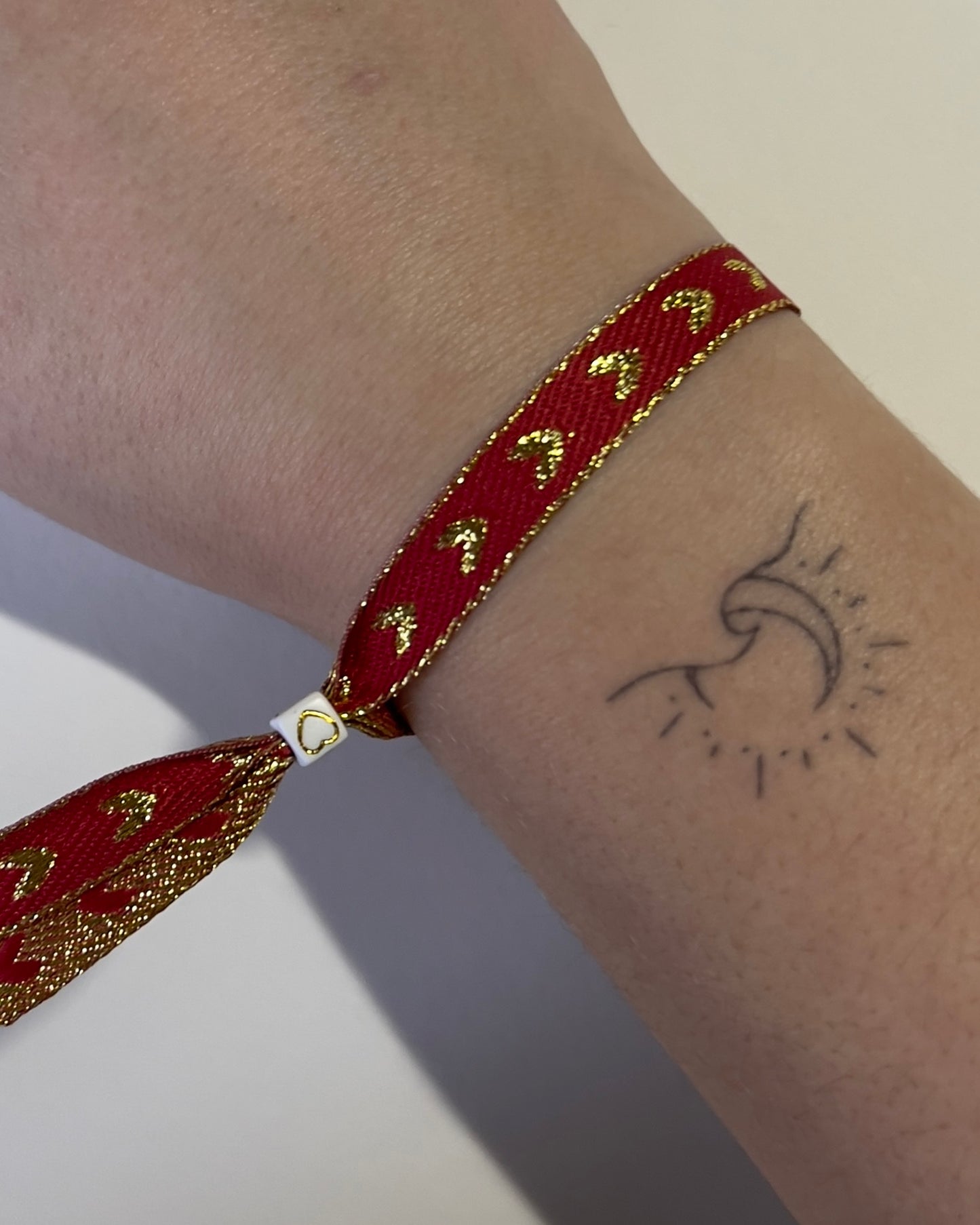 Handmade Ribbon Bracelet Golden Heart