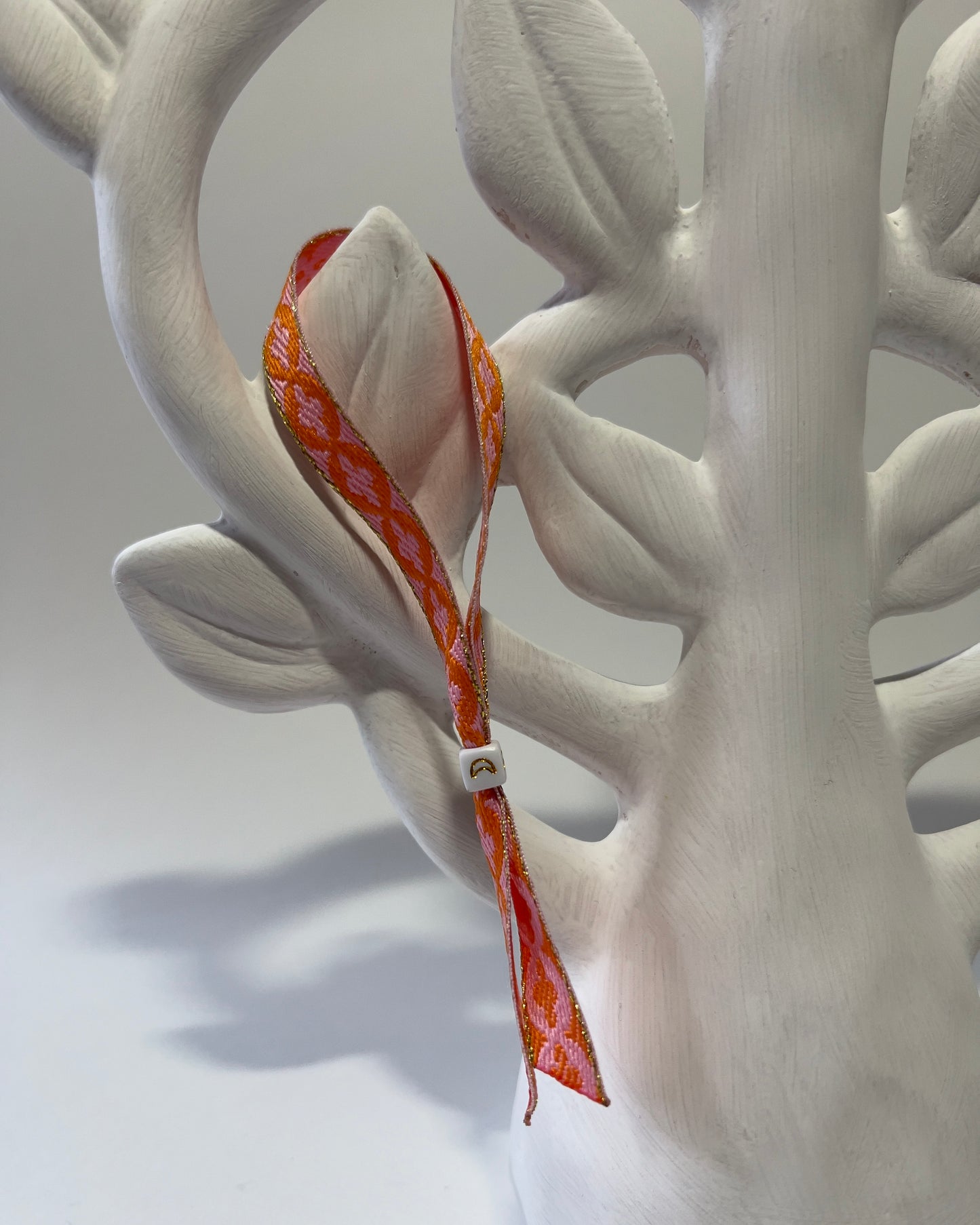 Handmade Ribbon Bracelet Pink&Orange