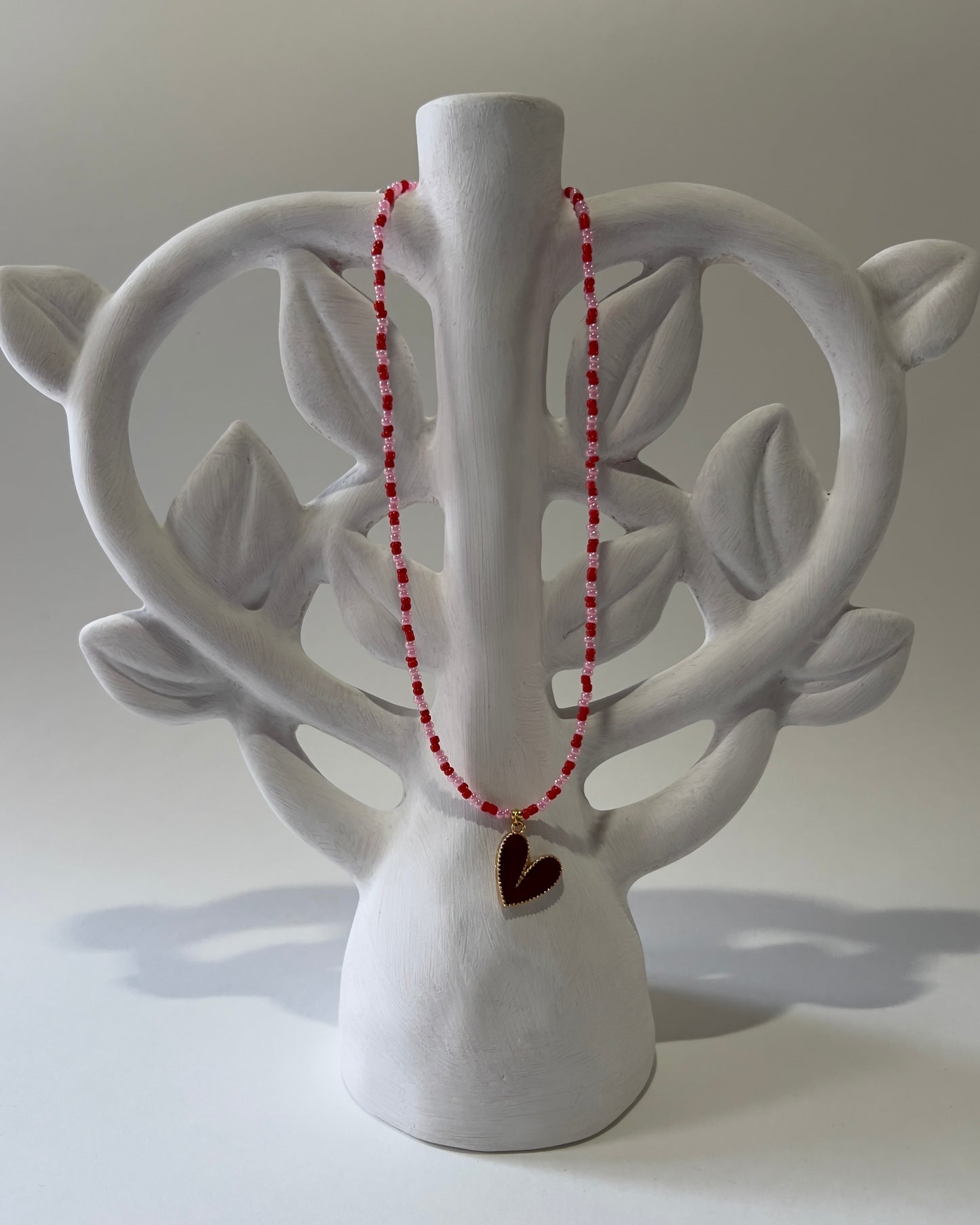 Handmade Beaded Necklace Red Heart