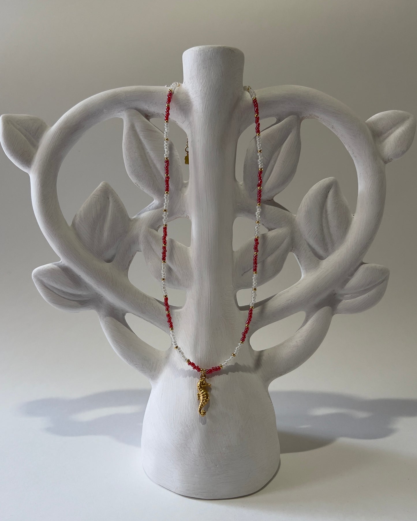 Handmade Beaded Necklace Golden Seahorse
