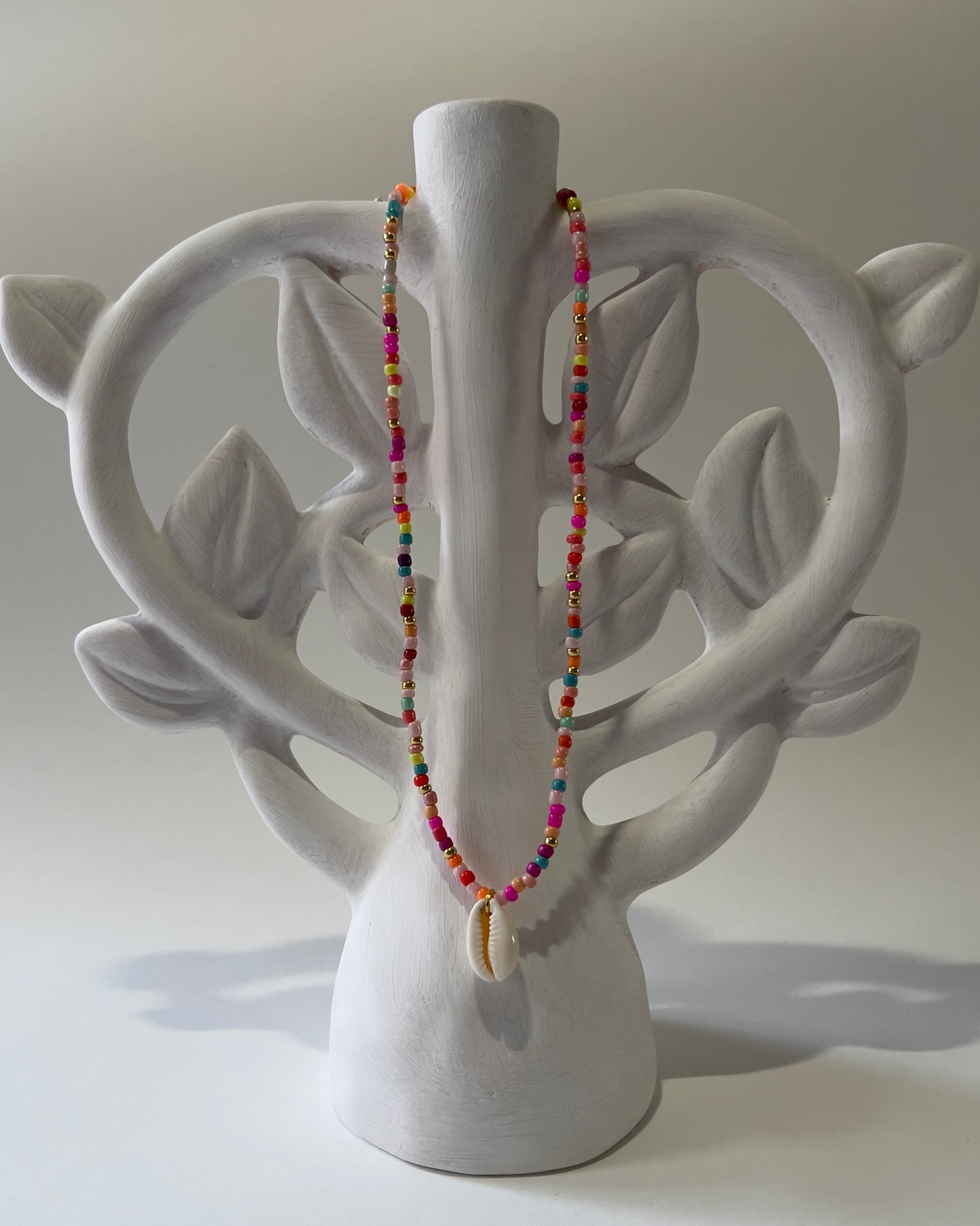 Handmade Beaded Necklace Rainbow Shell