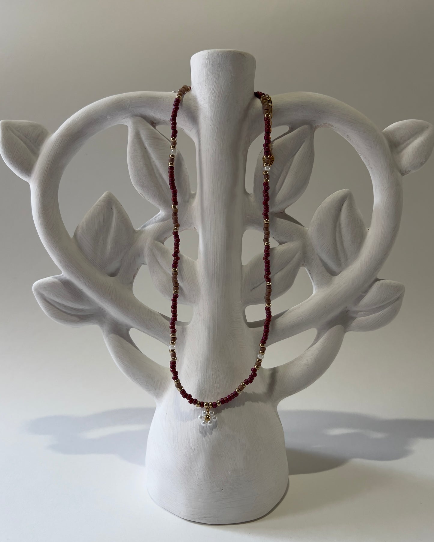 Handmade Beaded Necklace Pearl Flower