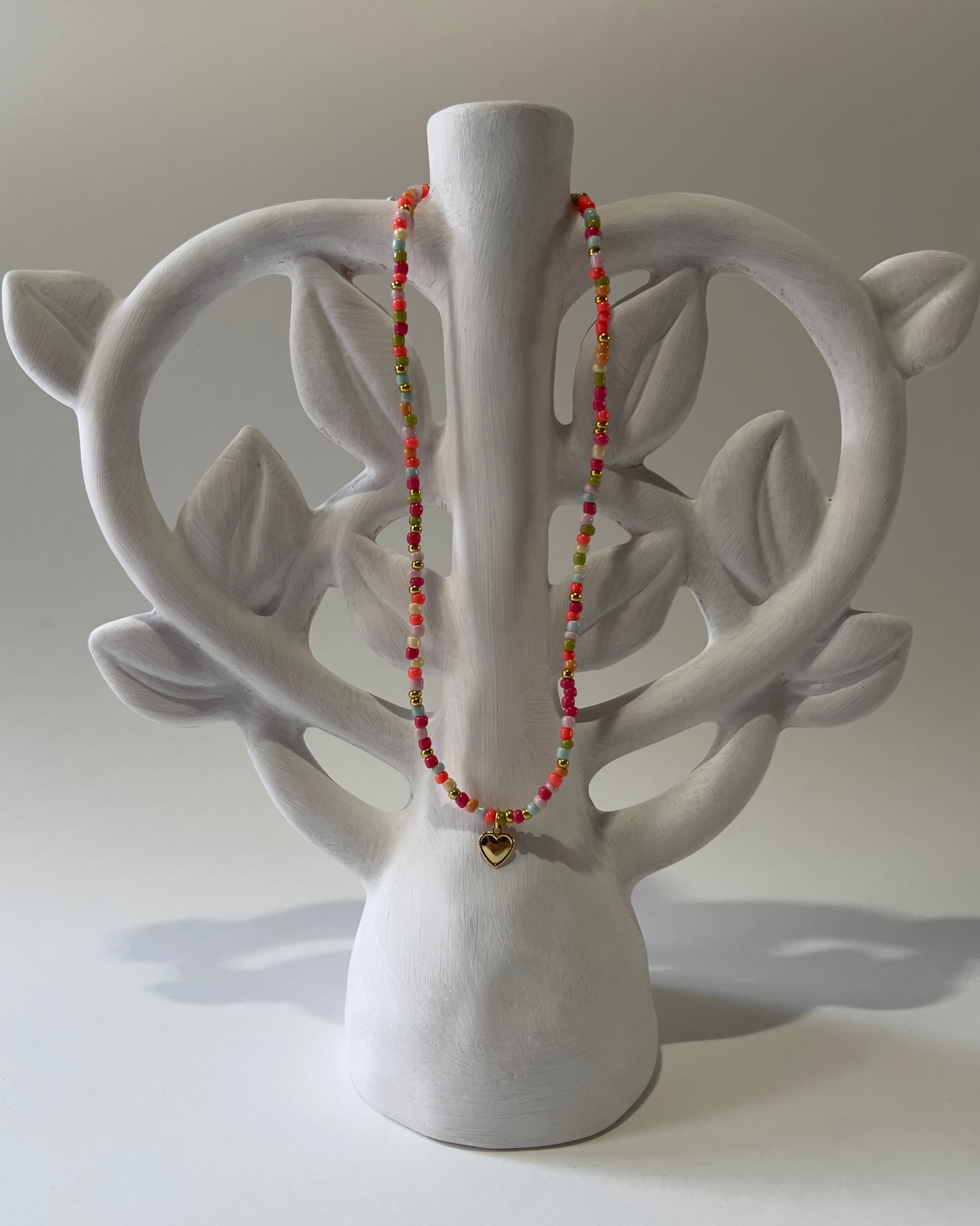 Handmade Beaded Necklace Colorfull Heart