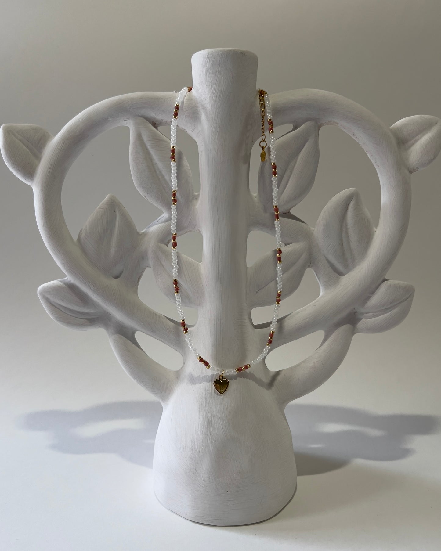 Handmade Beaded Necklace Golden Heart