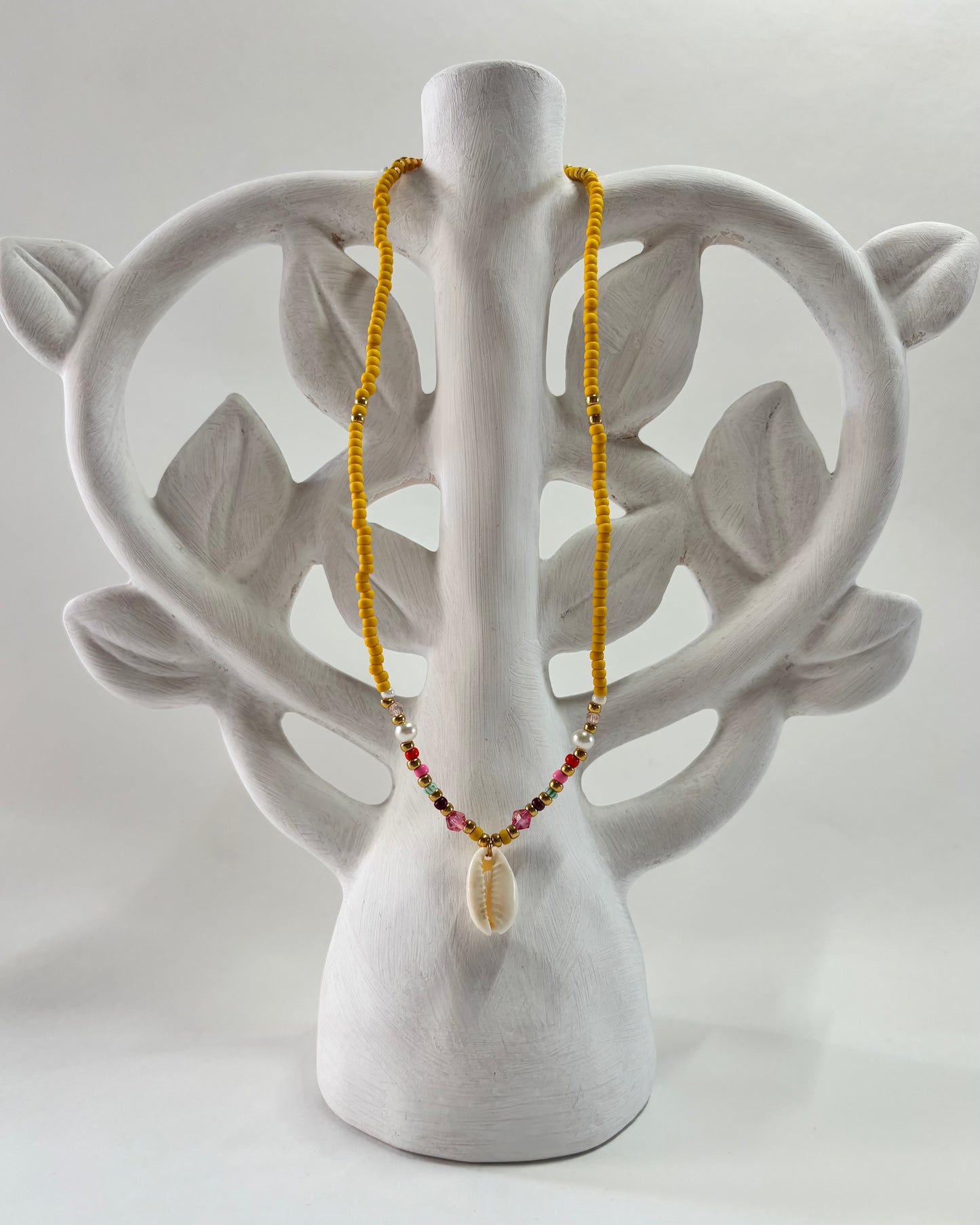Handmade Beaded Necklace Yellow Shell