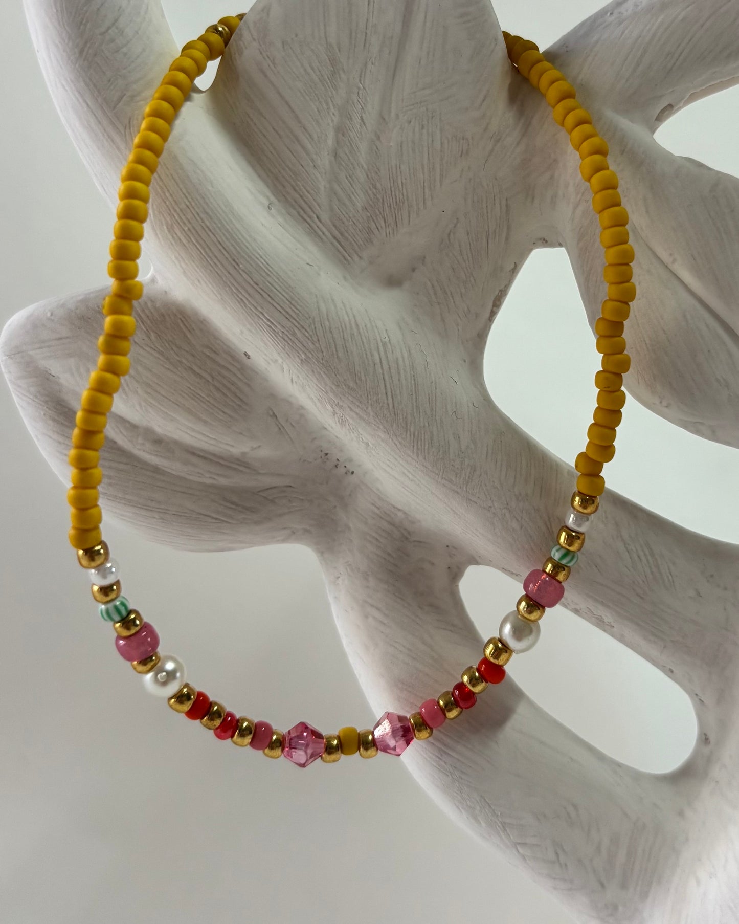 Handmade Beaded Anklet Yellow