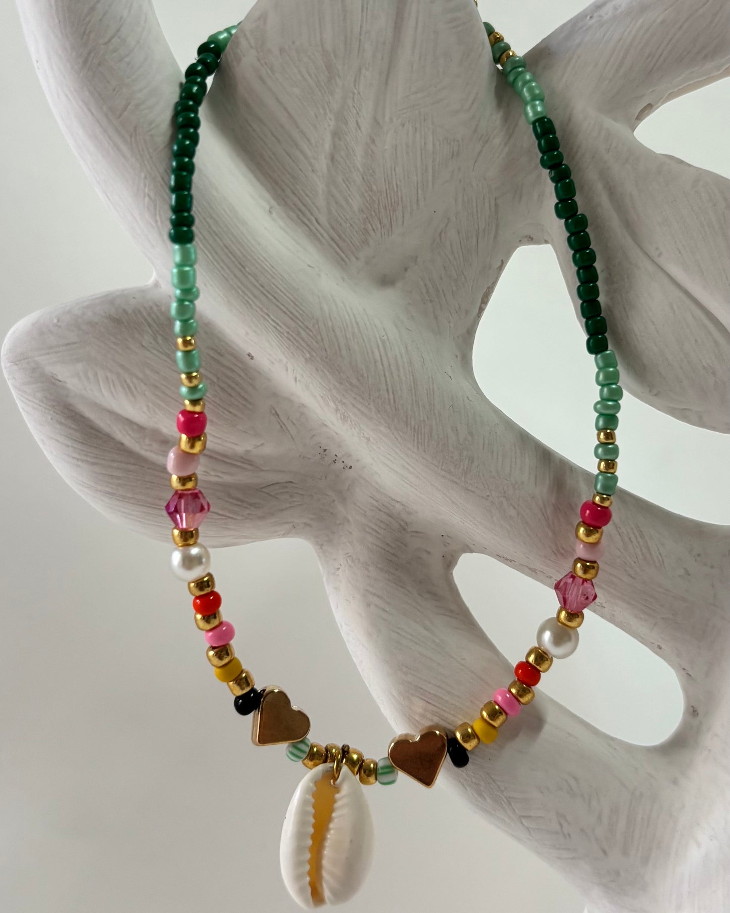 Handmade Beaded Anklet Green Shell