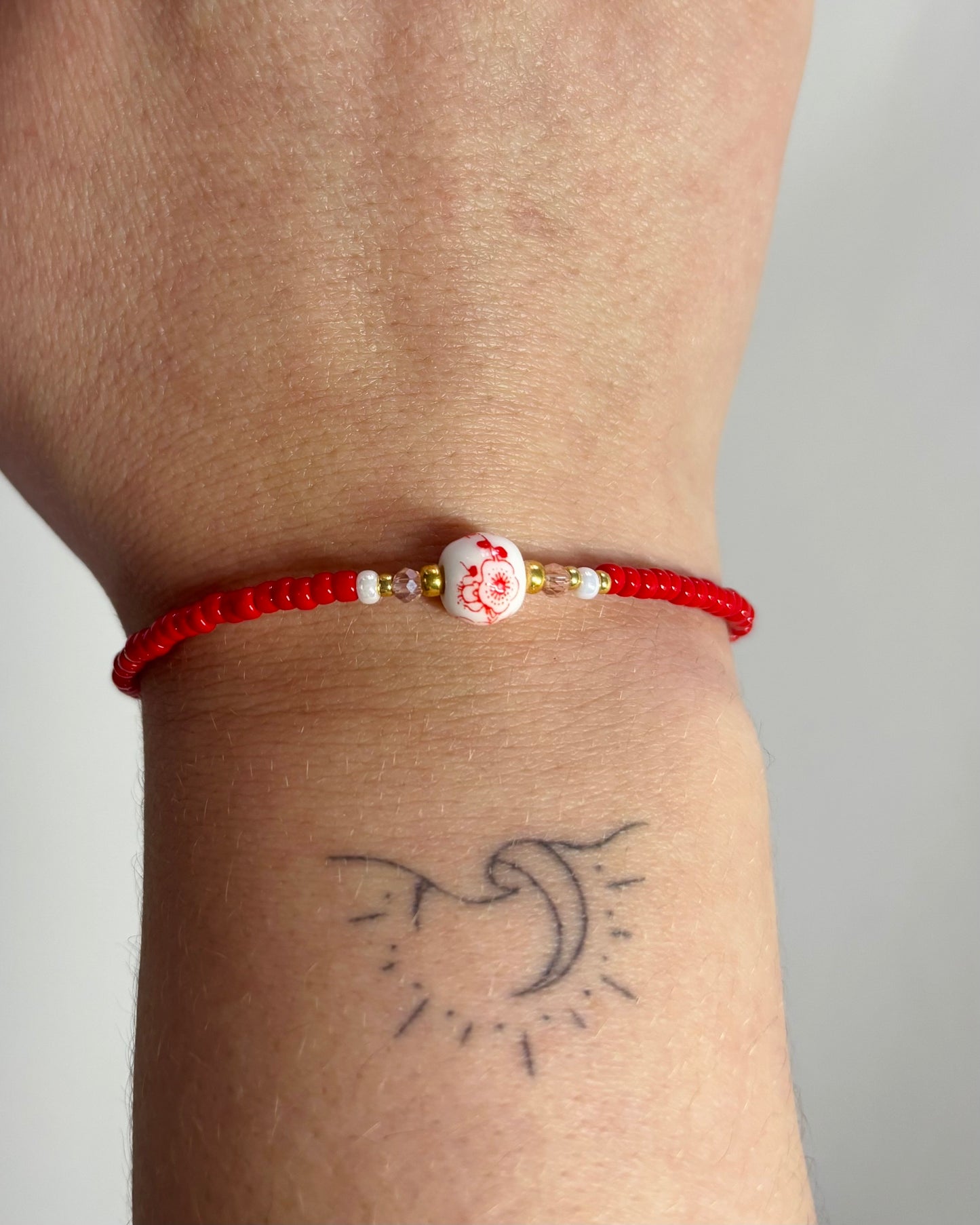 Handmade Beaded Bracelet Red