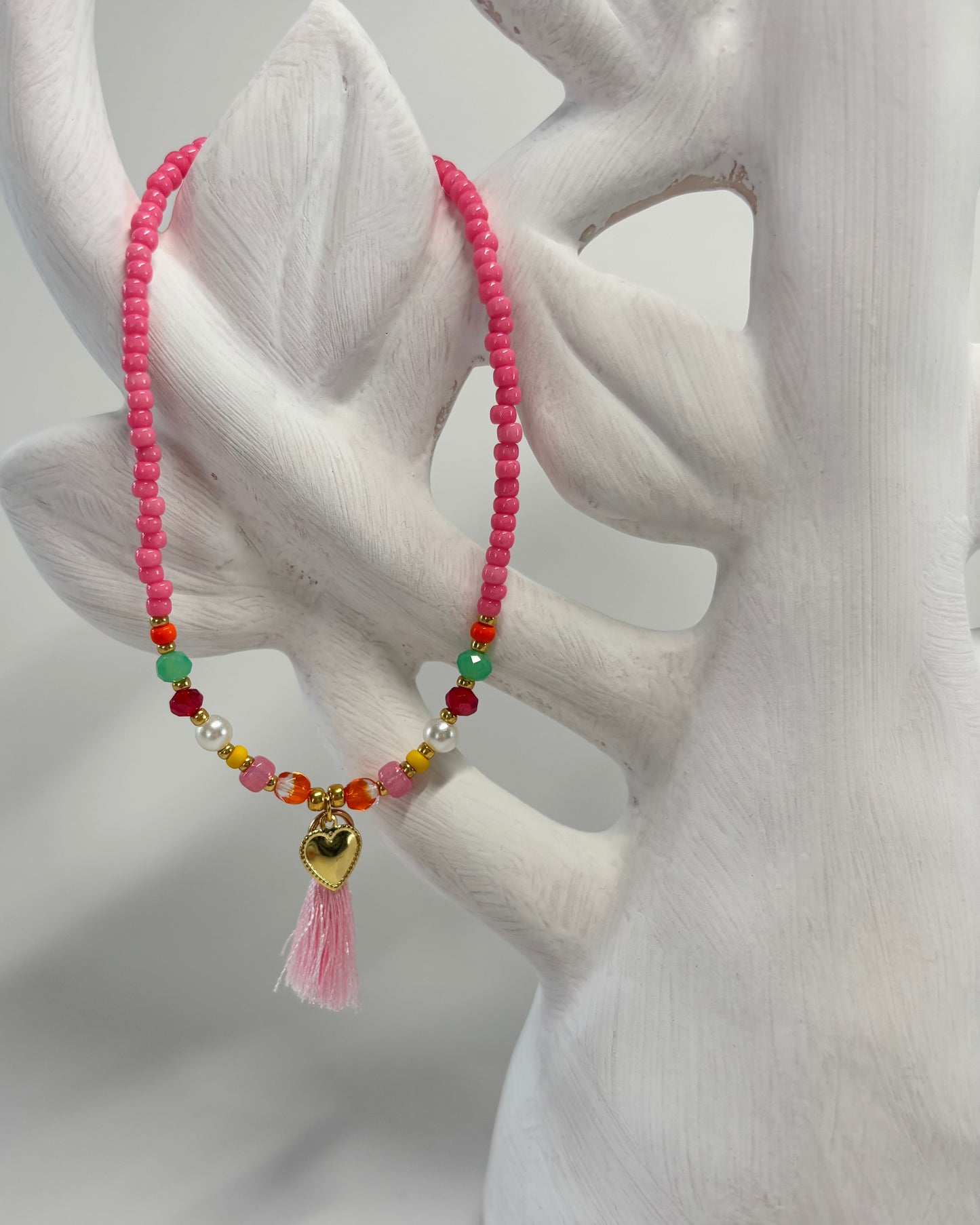 Handmade Beaded Anklet Pink