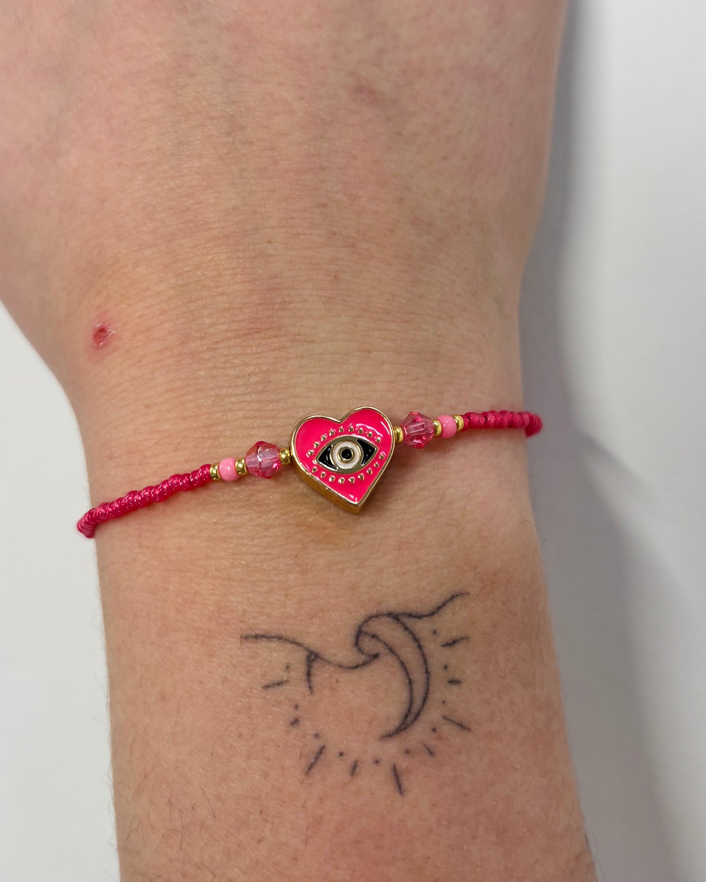 Handmade Beaded Bracelet Pink Heart