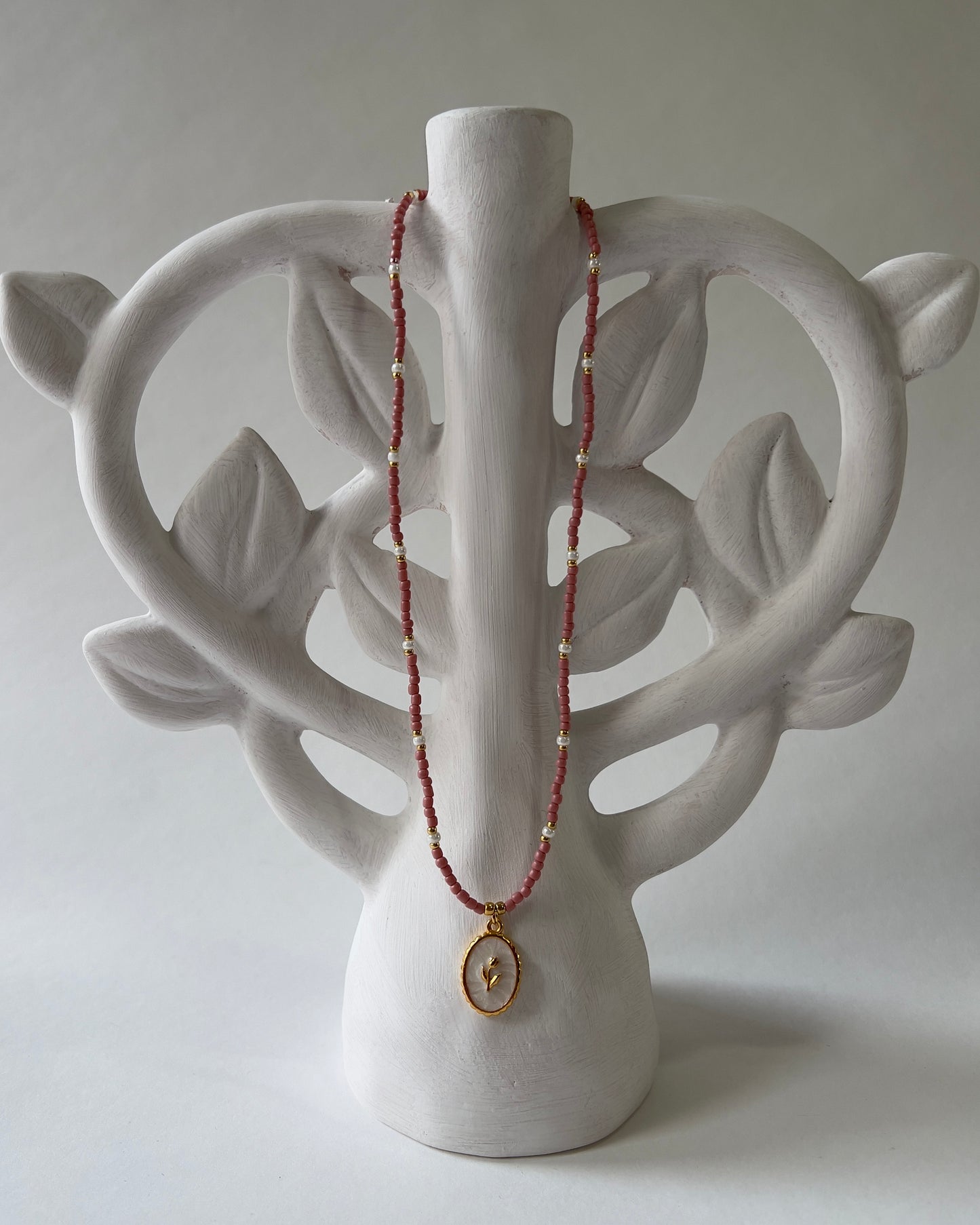 Handmade Beaded Necklace Golden Flower