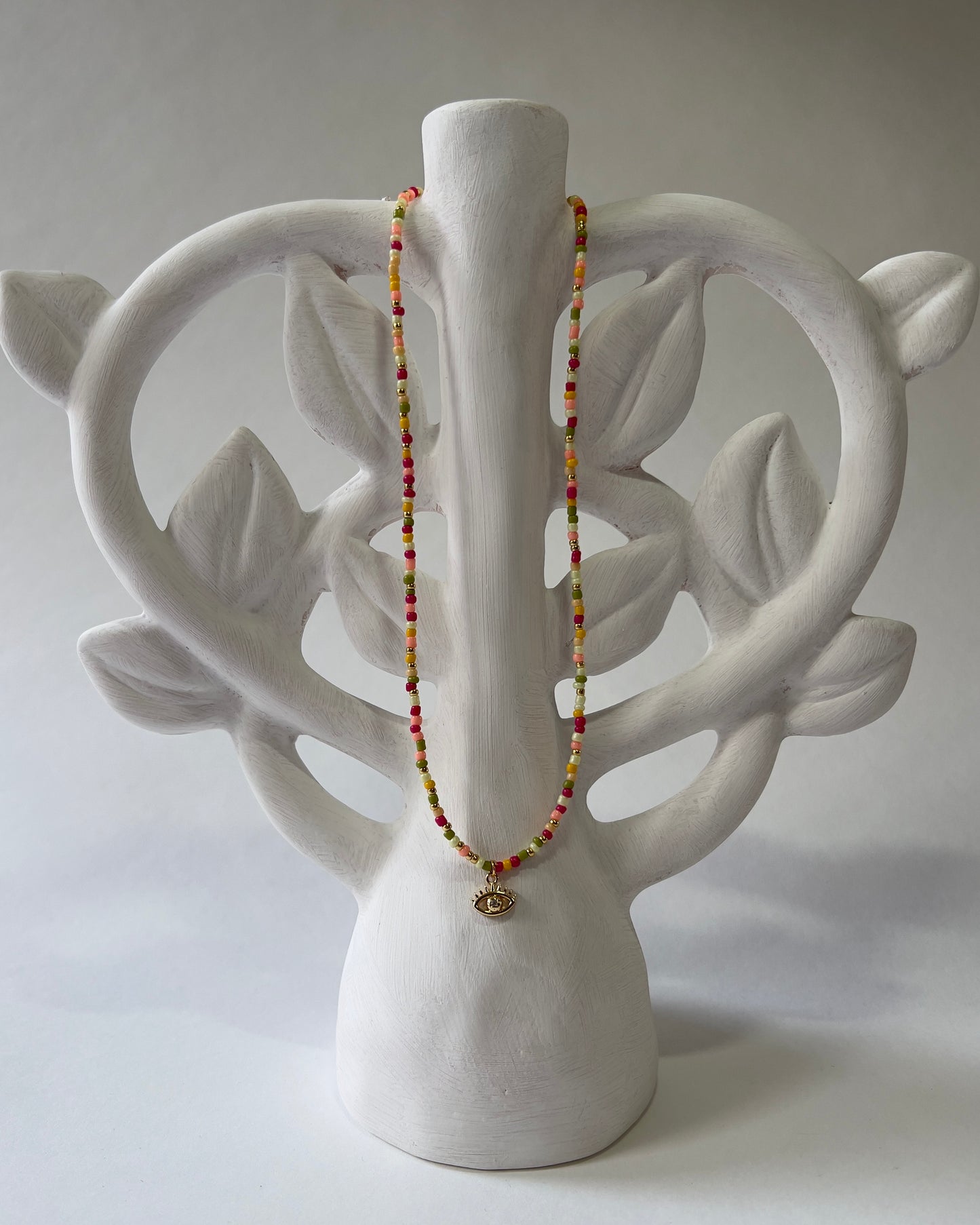 Handmade Beaded Necklace Multicolor Eye