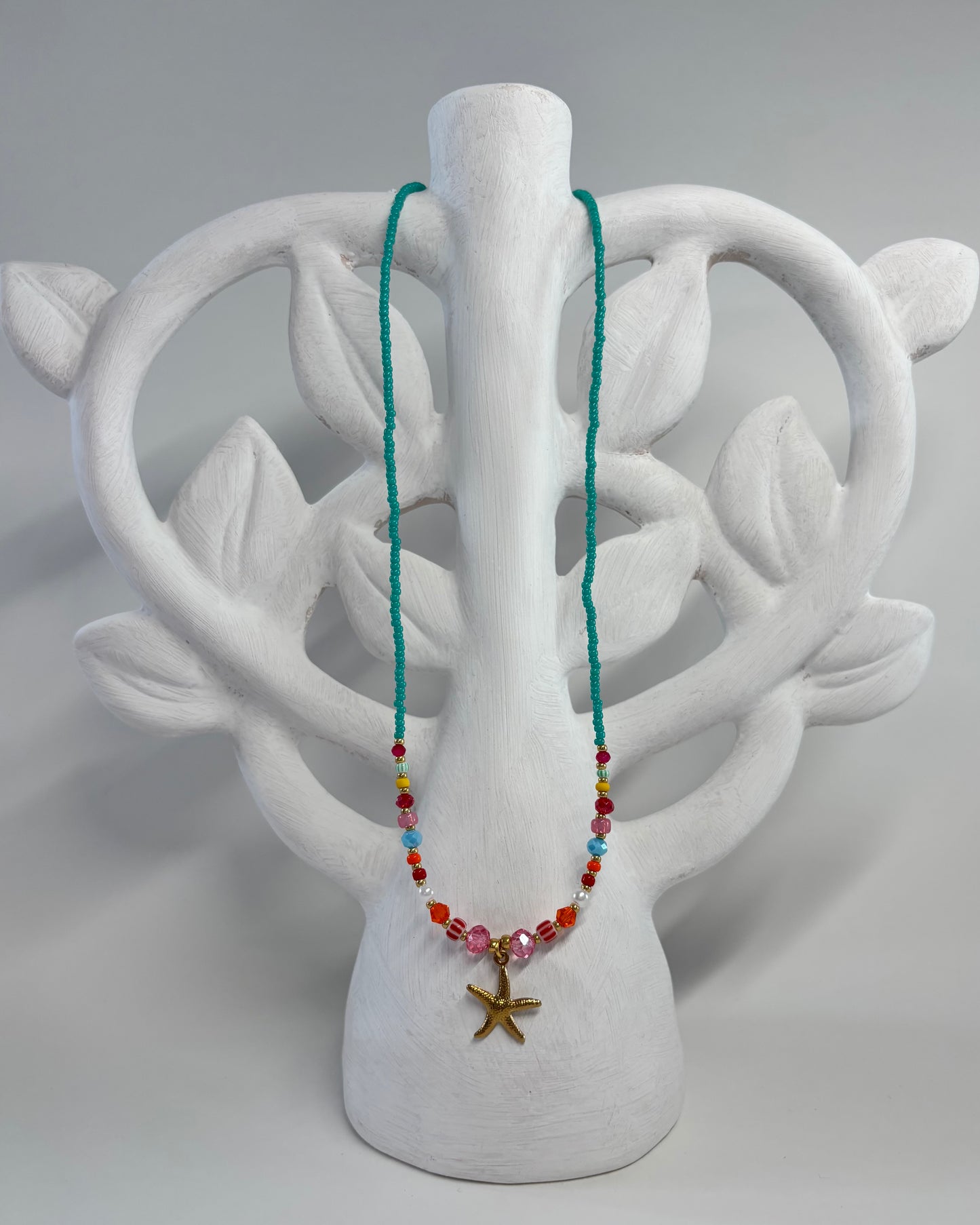 Handmade Beaded Necklace Blue seastar