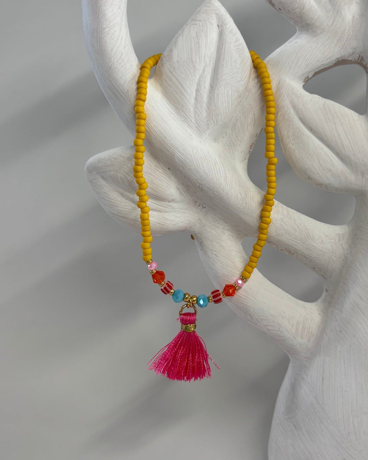 Handmade Beaded Anklet Yellow