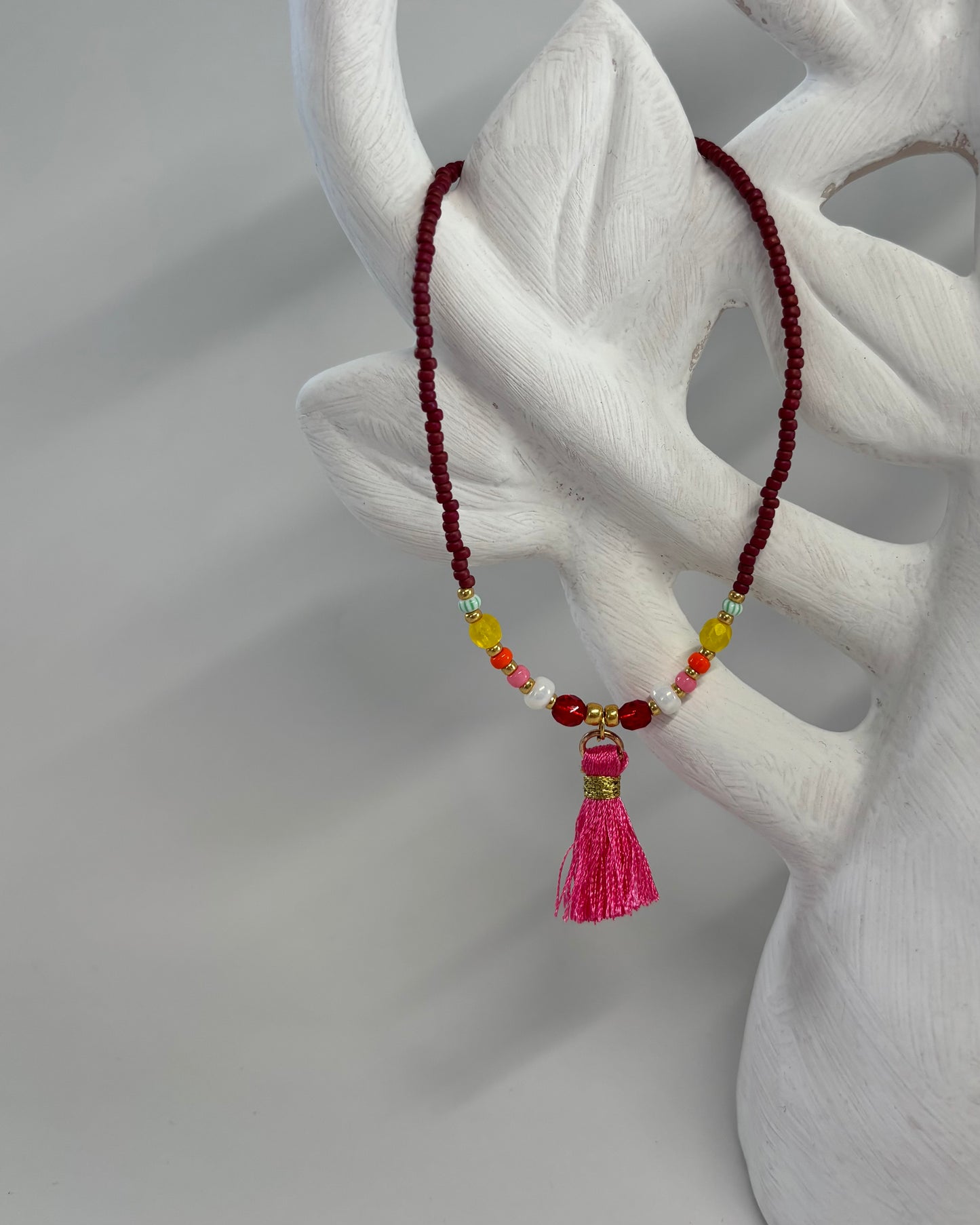 Handmade Beaded Anklet Purple