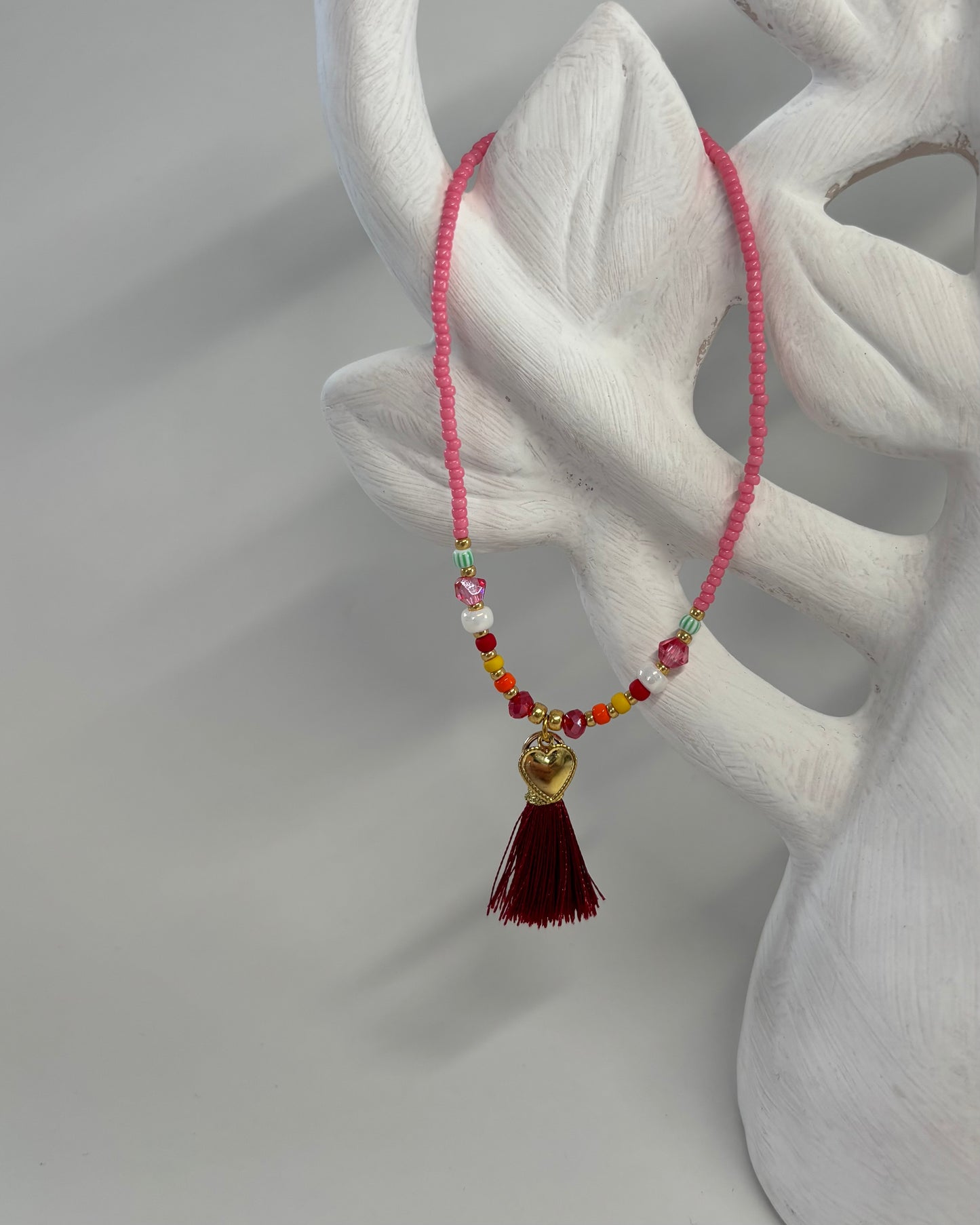 Handmade Beaded Anklet Pink