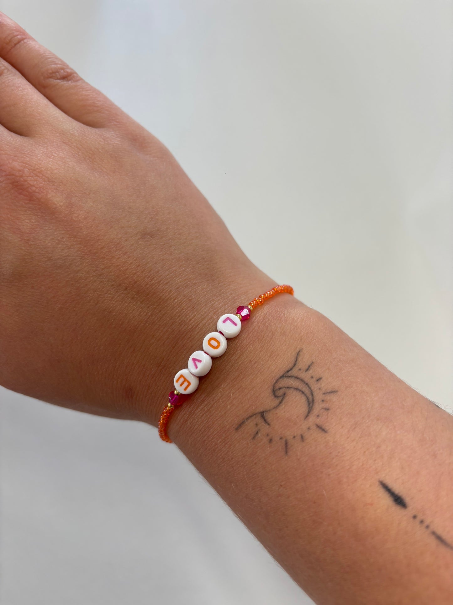 Handmade Beaded Bracelet Orange Love