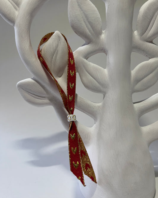 Handmade Ribbon Bracelet Golden Heart