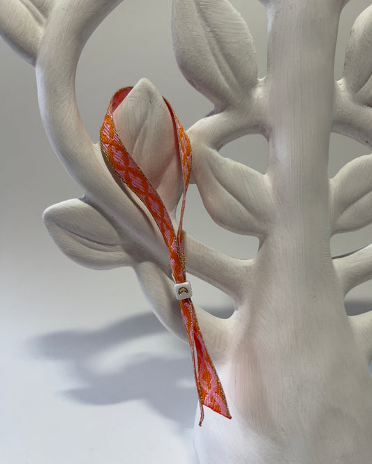 Handmade Ribbon Bracelet Pink&Orange