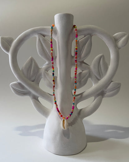Handmade Beaded Necklace Rainbow Shell