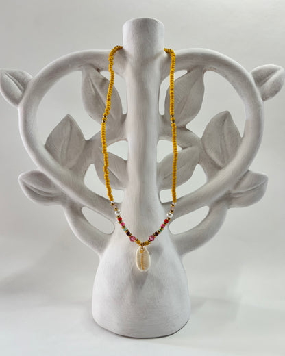 Handmade Beaded Necklace Yellow Shell