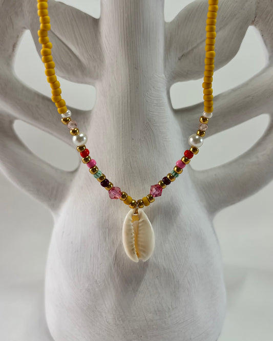 Handmade Beaded Necklace Yellow Shell