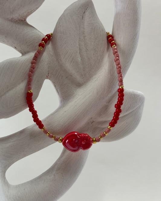 Handmade Beaded Bracelet Red Heart