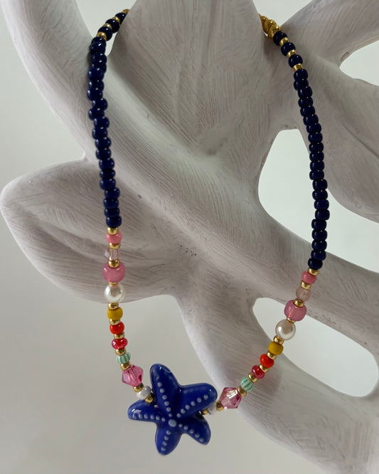 Handmade Beaded Anklet Blue Star