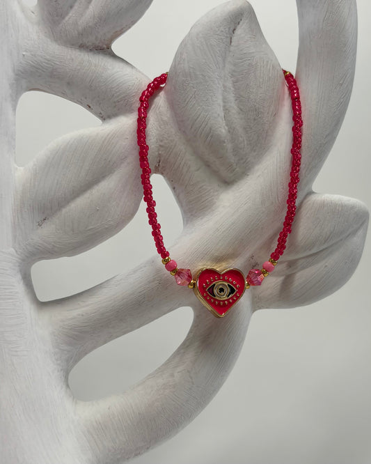 Handmade Beaded Bracelet Pink Heart