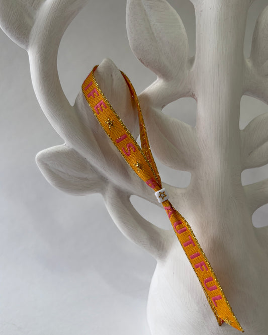 Handmade Ribbon Bracelet Life is Beautifull