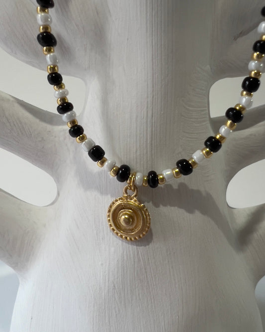 Handmade Beaded Necklace Golden Coin