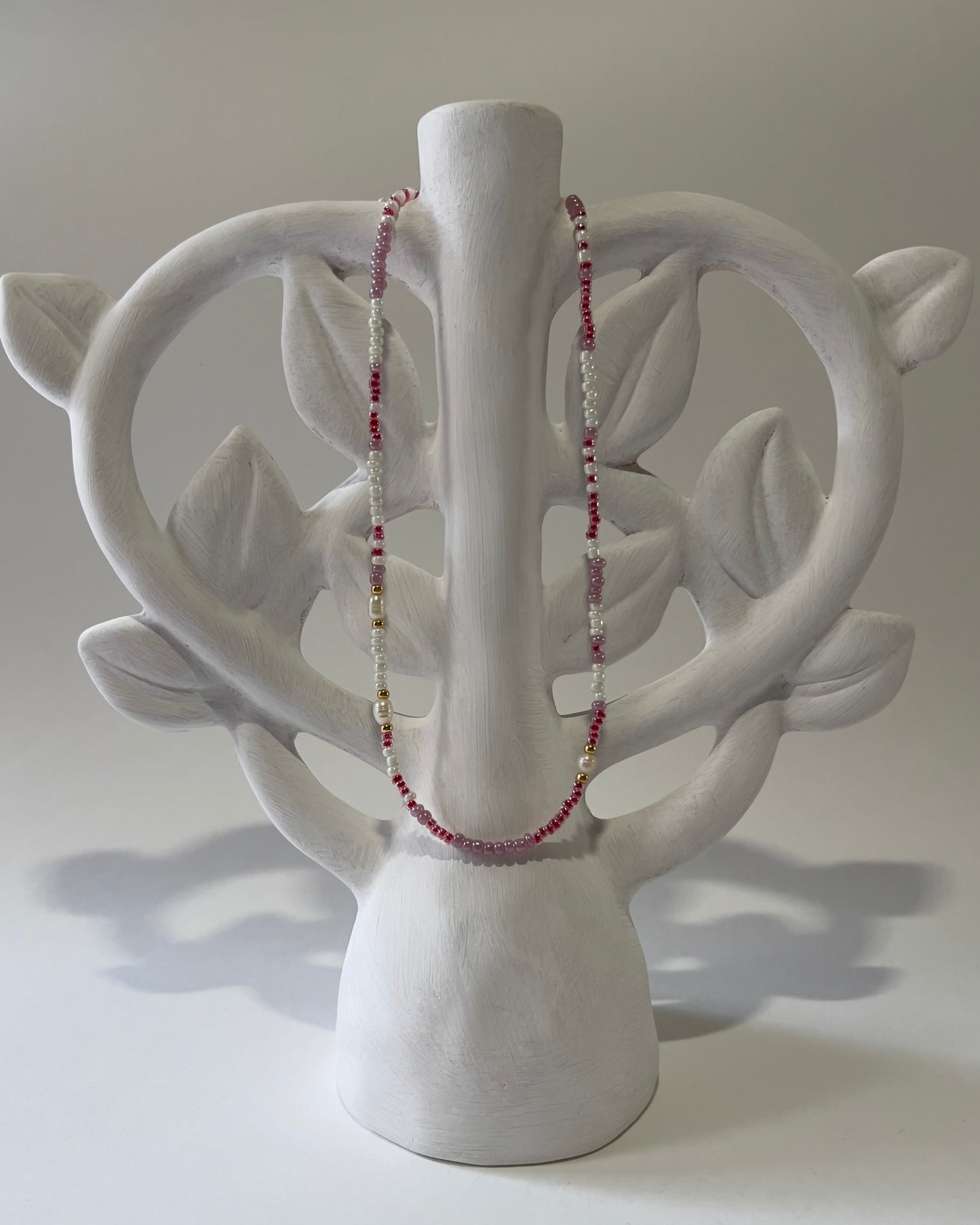 Handmade Beaded Necklace Purple Pearls