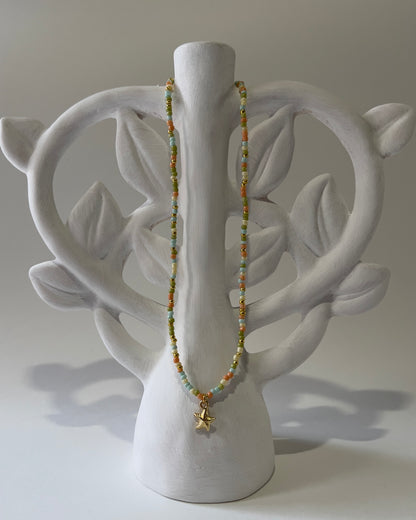 Handmade Beaded Necklace Golden Star