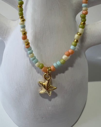 Handmade Beaded Necklace Golden Star